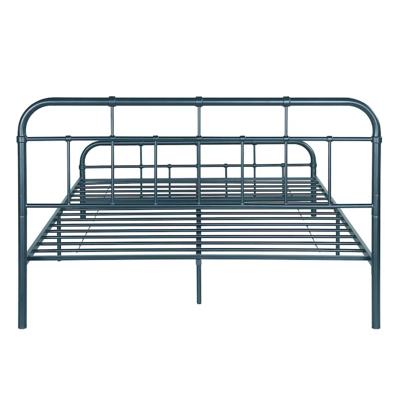Christopher Knight Home - Aurelio Iron Platform Bed Frame with Rounded Corner Headboard and Footboard