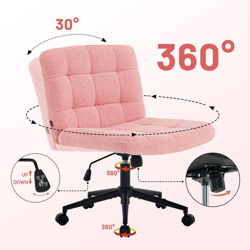 Home Office Desk Chair Armless Office Desk Chair with Cashmere Lumbar Support Adjustable Height, for Home Office Study Room