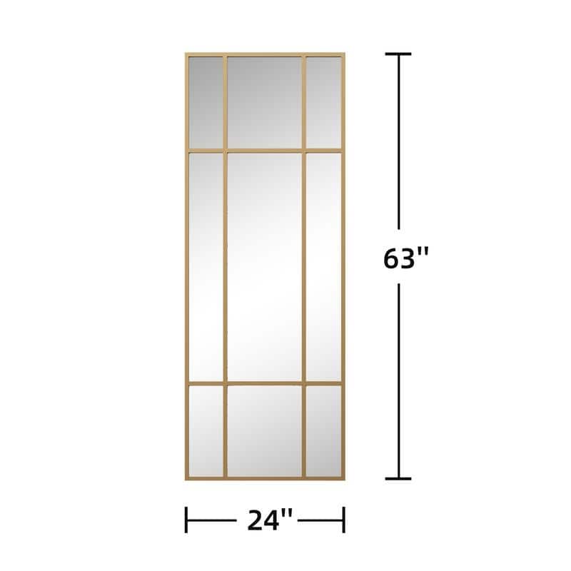Iron Metal Frame Rectangular Windowpane Wall Mirror Farmhouse Rustic Elegant Decor for Living Room Bedroom Bathroom Entryway