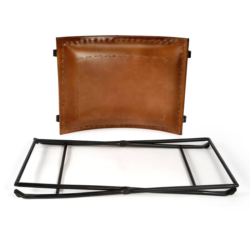 Handmade Butler Melton Leather Stool (India)