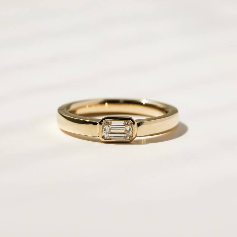 Kobelli 0.33 Carats Emerald Lab Grown Diamond 14k Solid Gold Solitaire Minimalist Elise Ring (DEF/VS)