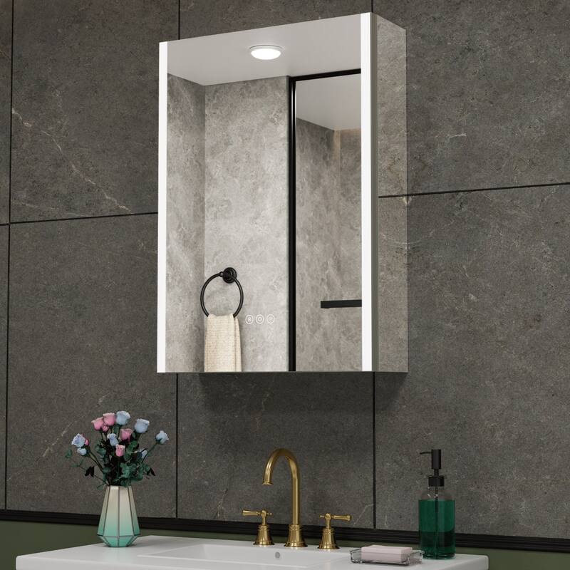 Chloe LED Medicine Cabinet with Mirror, Dimmable, Anti-fog, Adjustable Glass Shelves, Recessed or Surface Mount - 24 in. W x 30 in. H Left Hinge