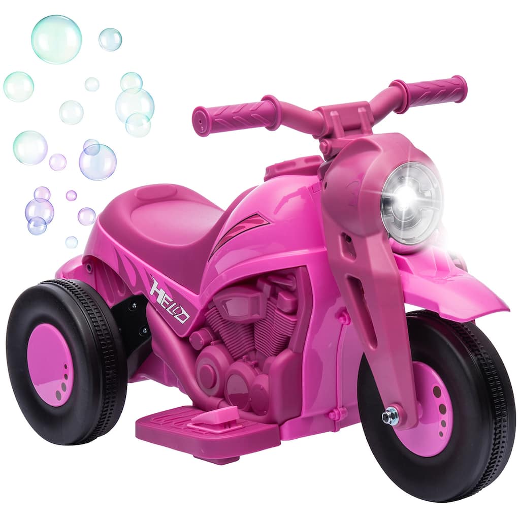 Electric 6V Kids Motorcycle - 3-Wheeled Ride-On with LED Headlight, Music & Bubbles for Toddlers (1.9 MPH Max Speed)