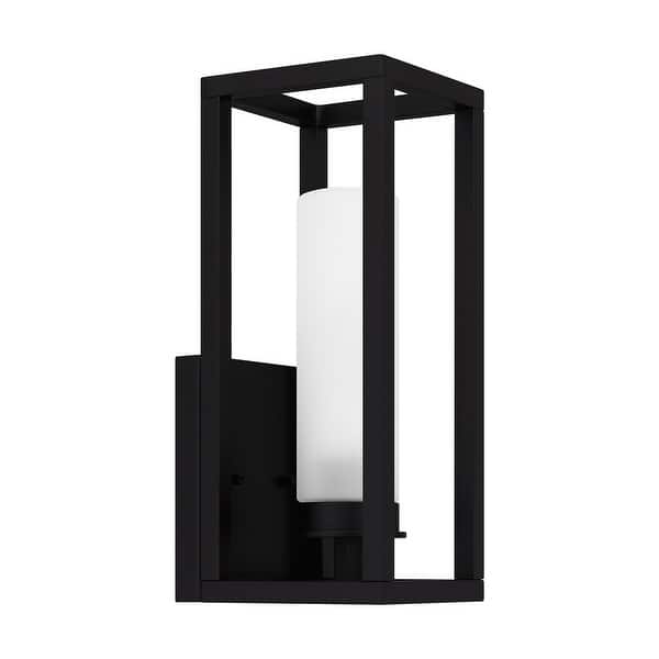 slide 2 of 7, Neville 1-Light Matte Black Outdoor Wall Lantern