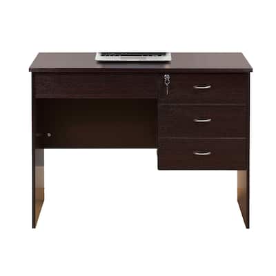 Sial Laptop Desk, 4 Drawers, 40 Inch, Red Cocoa Brown Composite Board