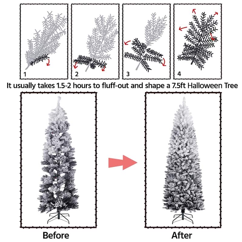 Yaheetech Pre-lit Flocked Pencil Artificial Christmas Tree