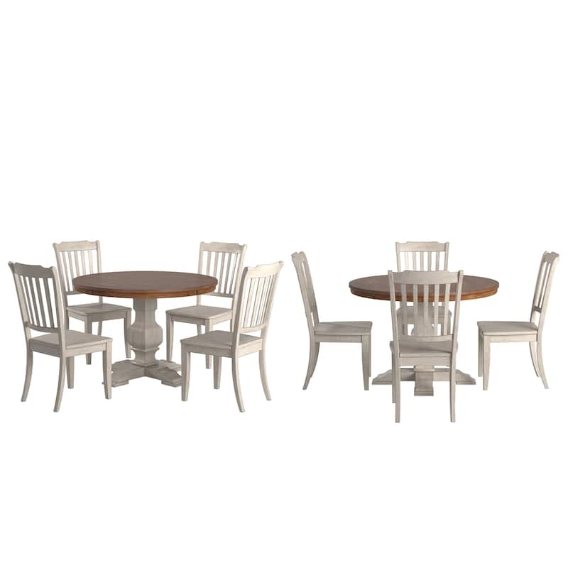 Ronda 45" Round Solid Wood Top Dining Set with Spindle Back Chairs