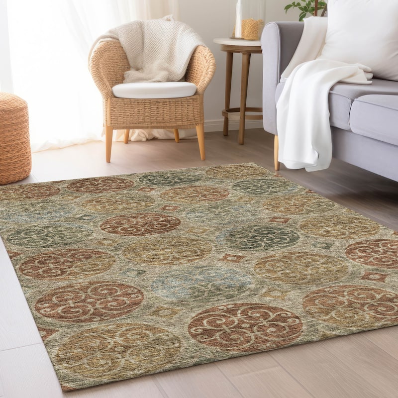 Machine Washable Indoor/ Outdoor Chantille Vintage Medallions Rug