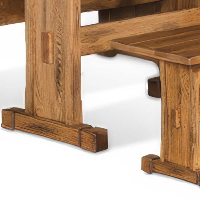 Marv 4pc Breakfast Dining Table Set, Corner Storage Bench Light Brown