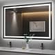 preview thumbnail 12 of 38, KIOTEE LED Mirror Lights Anti-Fog Frameless Bathroom Vanity Mirror in Tempered Glass 55x36