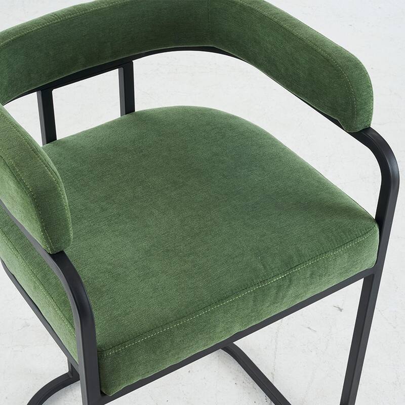 Modern Chenille Bar Stools Set of 2, Upholstered Counter Height Chairs