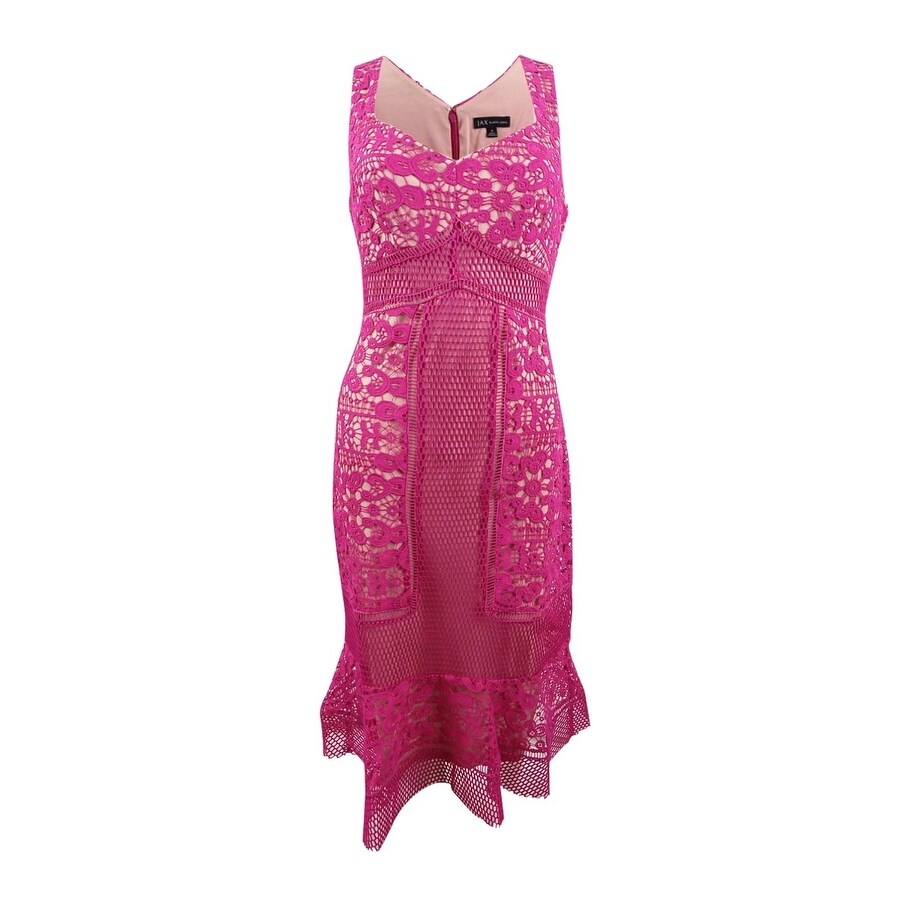 Shop Jax Women S Crochet Lace Ruffle Hem Dress Hot Pink 8