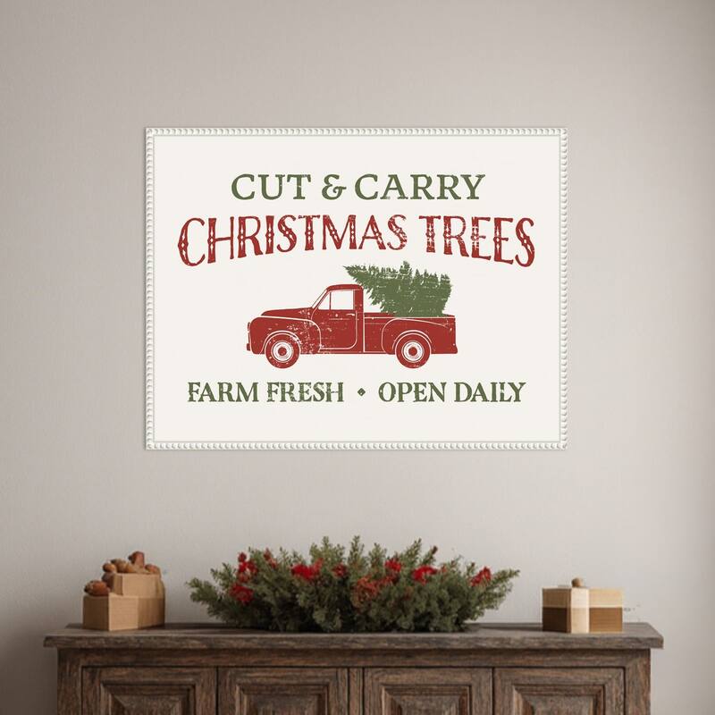 Christmas Farm Sign II by Victoria Barnes Framed Canvas Wall Art Print