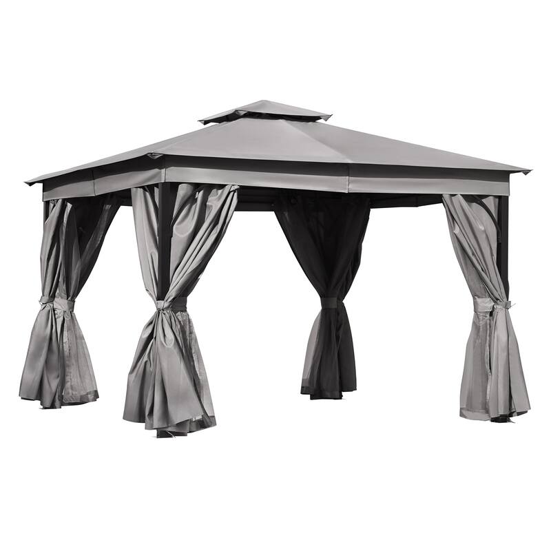 Patio Gazebo with Mosquito Netting and Privacy Screens for Backyard