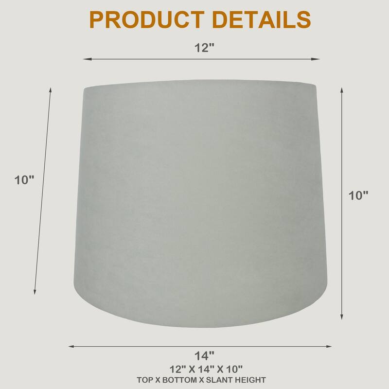 Suede Hardback Lamp Shade, 12" Top, 14" Bottom, 10" Slant