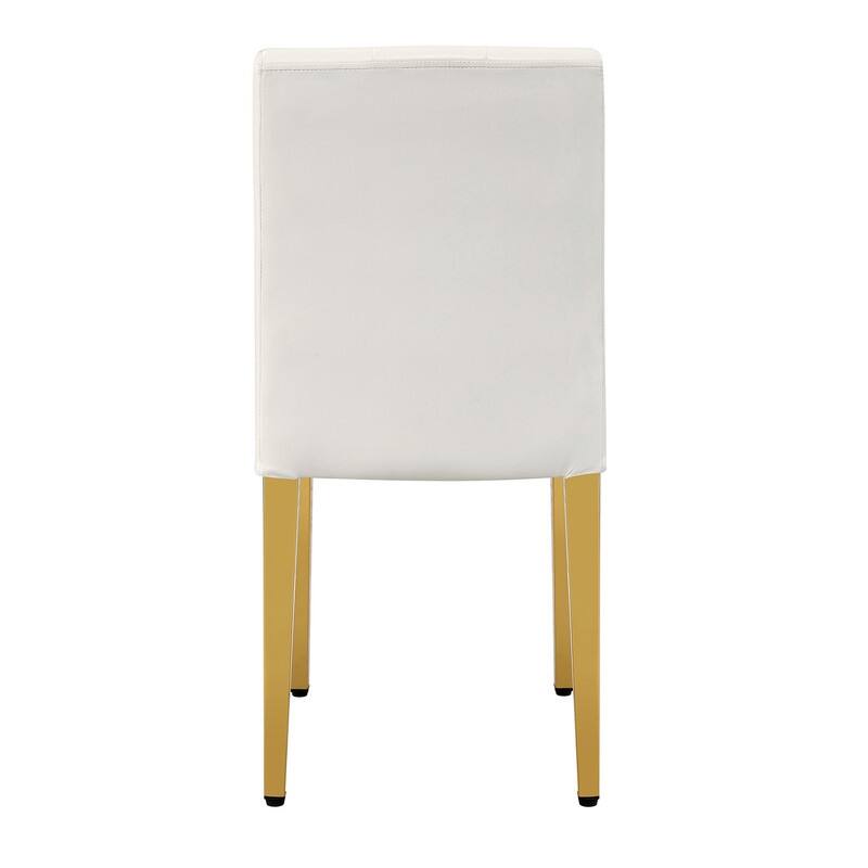 4-Pack Modern PU Dining Chairs with Ergonomic Buckle Backrest & Gold Metal Legs