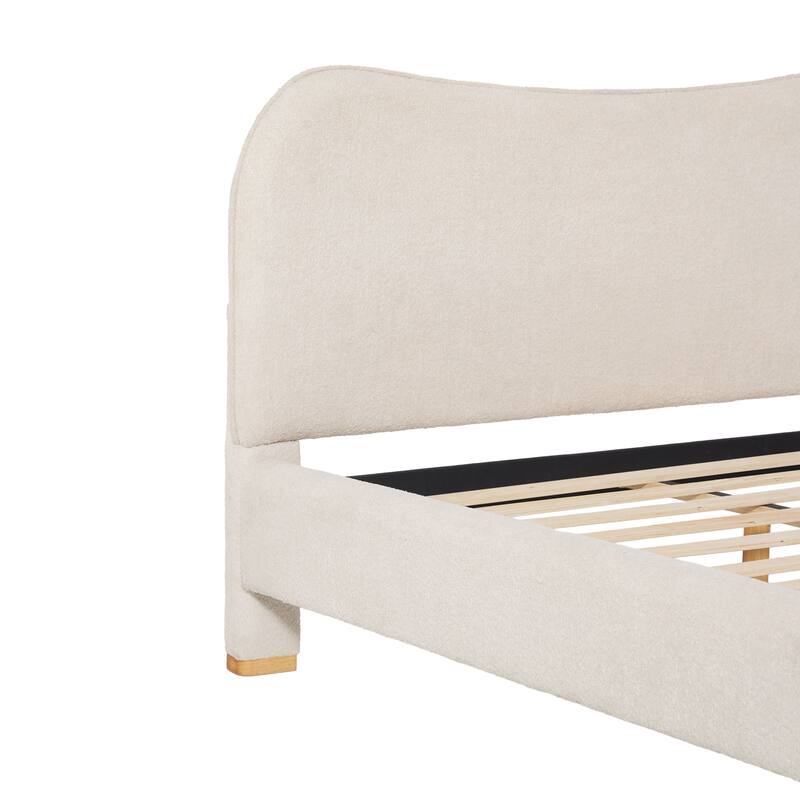 Walker Edison Modern Curved Upholstered Bed