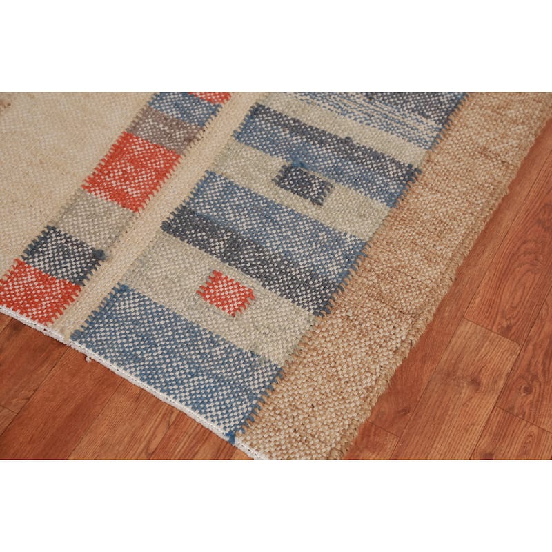 Flat Weave Modern Kilim Turkish Area Rug Flatweave Jute Carpet - 8'6" x 9'8"