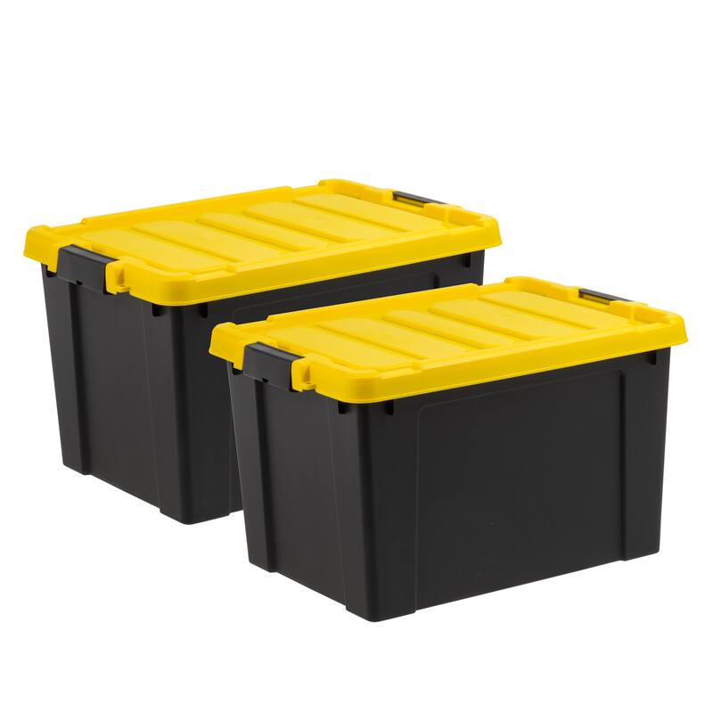 IRIS USA® STOR-IT-ALL 78.50 Qt Buckle Lid - Black - Set of 2