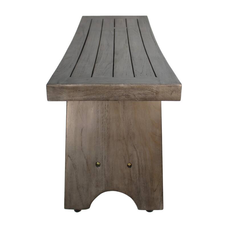 CoastalVogue Serenity Antique Gray 35" Teak Shower Bench with Shelf - 36