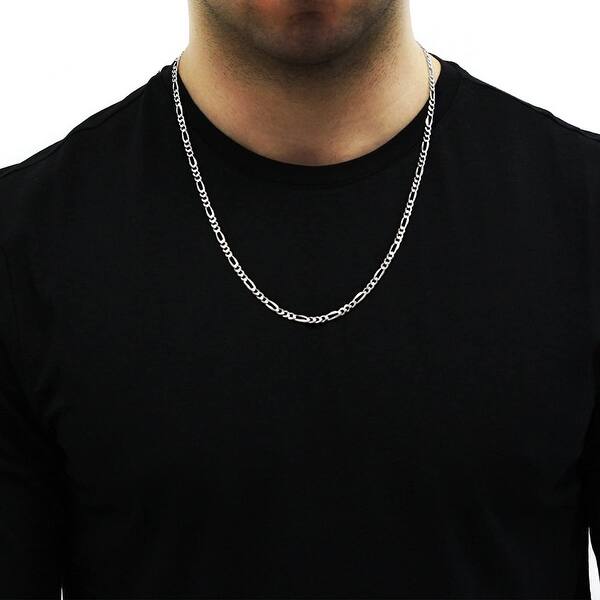 MENS Sterling Silver FIGARO-LINK CHAIN NECKLACE 20 8MM MENS Sterling Silver FIGARO-LINK CHAIN NECKLACE 20 8MM