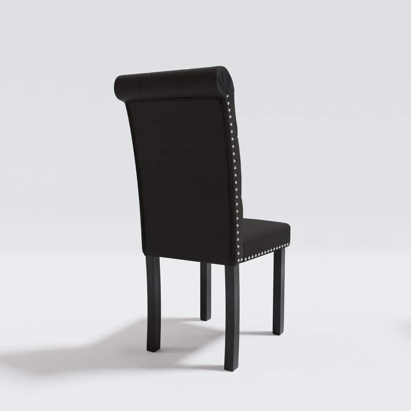 High-Back Tufted Nailhead Upholstered Dining Chairs (Set of 4)