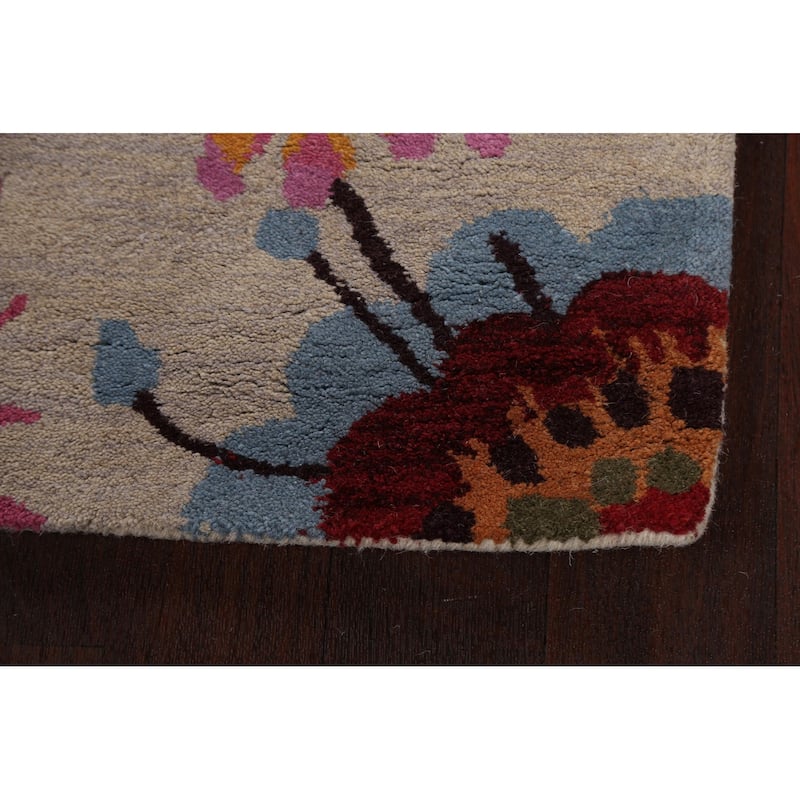 Floral Contemporary Oriental Staircase Runner Rug Wool Hand-tufted - 2'7" x 9'10"