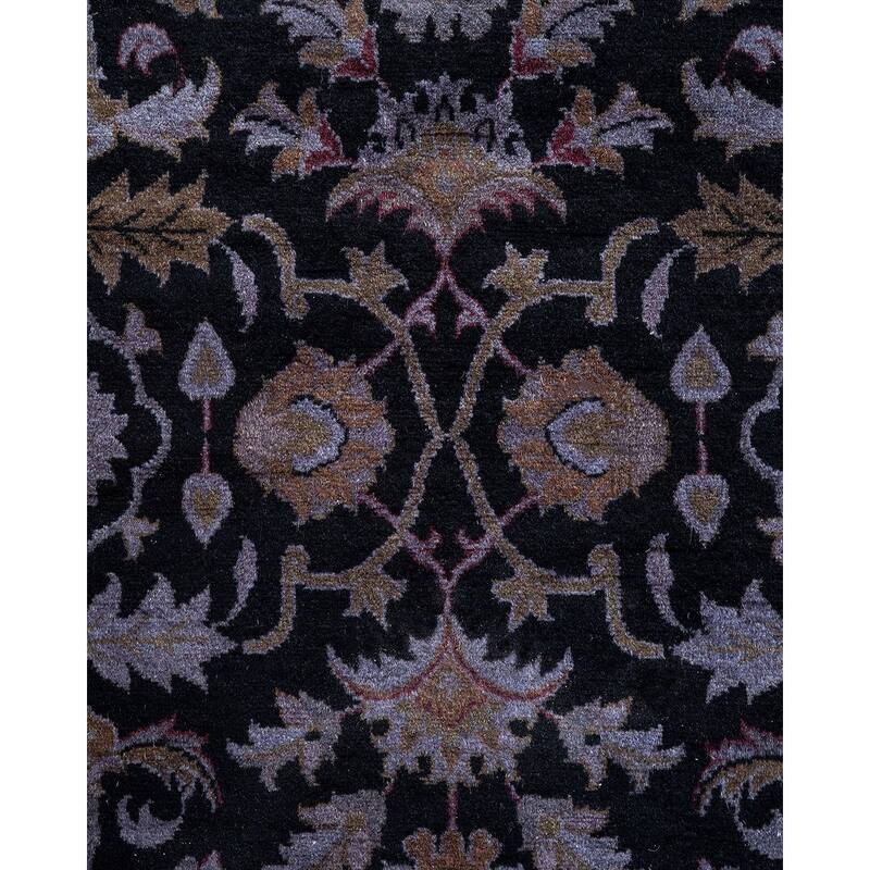 Overton Hand Knotted Wool Vintage Inspired Modern Contemporary Overdyed Black Area Rug - 4' 0" x 6' 5"