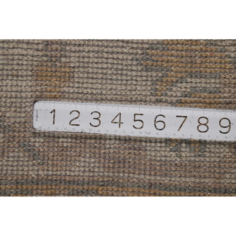 Oushak Indian Area Rug Hand-Knotted Transitional Green Wool Carpet - 9'11"x 13'8"
