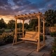 preview thumbnail 5 of 10, Solid Cedar Wood Pergola Swing, 2-Person Outdoor Wooden Swing Bench with Frame, Heavy Duty Patio Arbor Swing