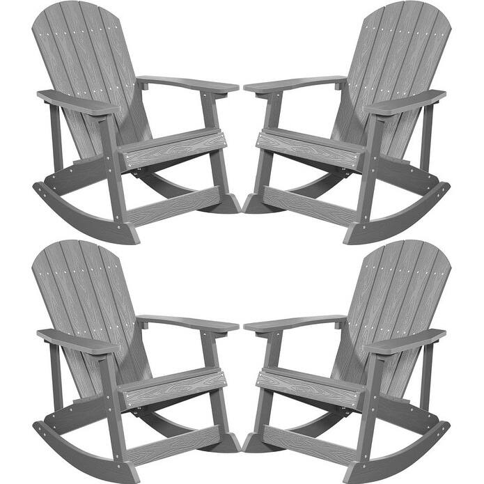 WINSOON HIPS All Weather Outdoor Indoor Oversized Rocking Chair,Adirondack Rocking Chair Set of 4