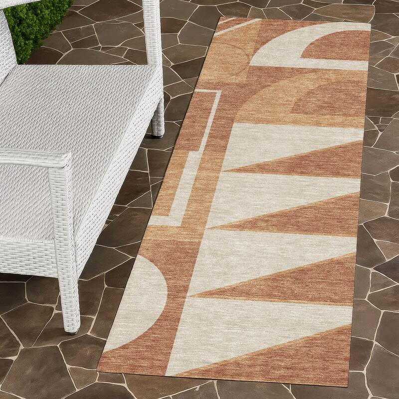 Machine Washable Indoor/ Outdoor Modern Crowley Chantille Rug - Paprika - 2'3" x 7'6"