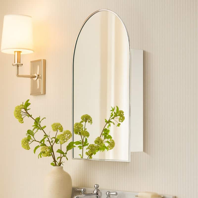 TEHOME Dake Arched Bathroom Medicine Cabinet with Mirror Recessed and Surface Mount Medicine Cabinet Mirror