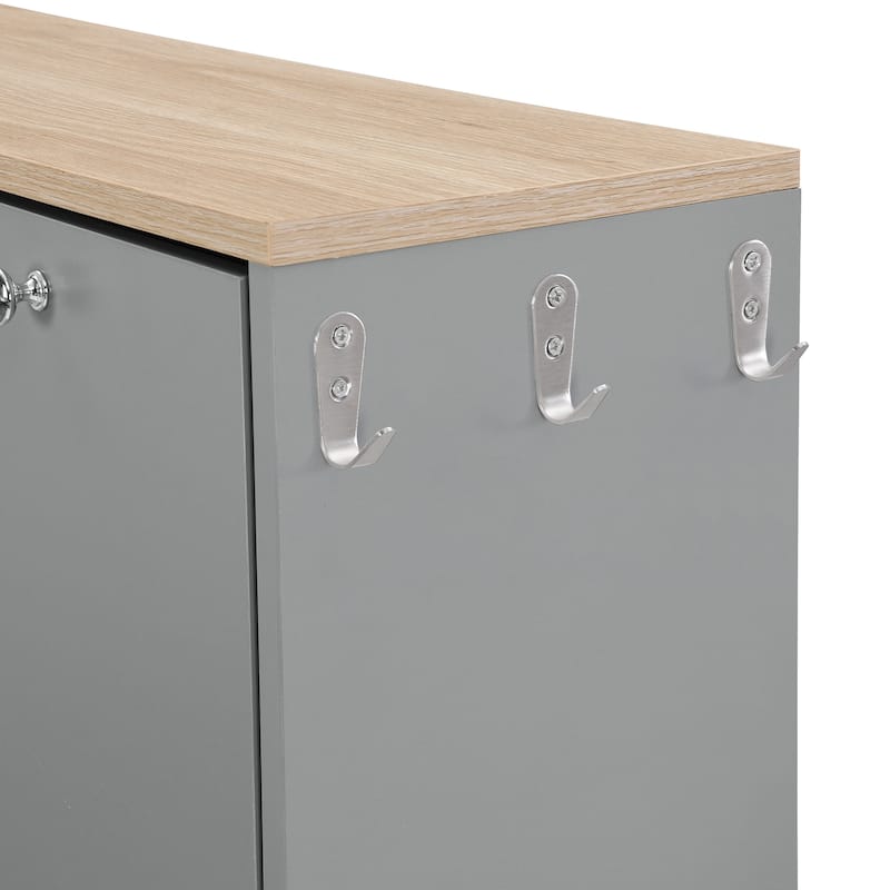Narrow Shoe Cabinet with 3 Flip Drawers & Adjustable Shelves for Entryway Storage
