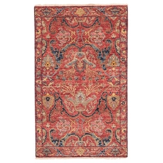 Embroided Red Rug ECARPETGALLERY Hand-knotted Heritage Dark Red Wool Rug - 3'2 x 4'10 ...