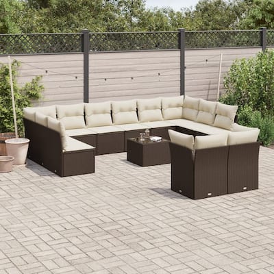 vidaXL Garden Sofa Set Brown, Cream white - 21.7 x 21.7 x 14.6