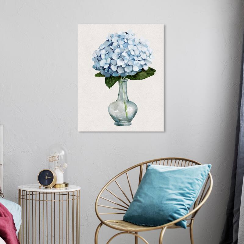 Wynwood Studio Canvas Floral and Botanical Contemporary Blue Floral Blue and Traditional Wall Art Canvas Print - 20 x 24