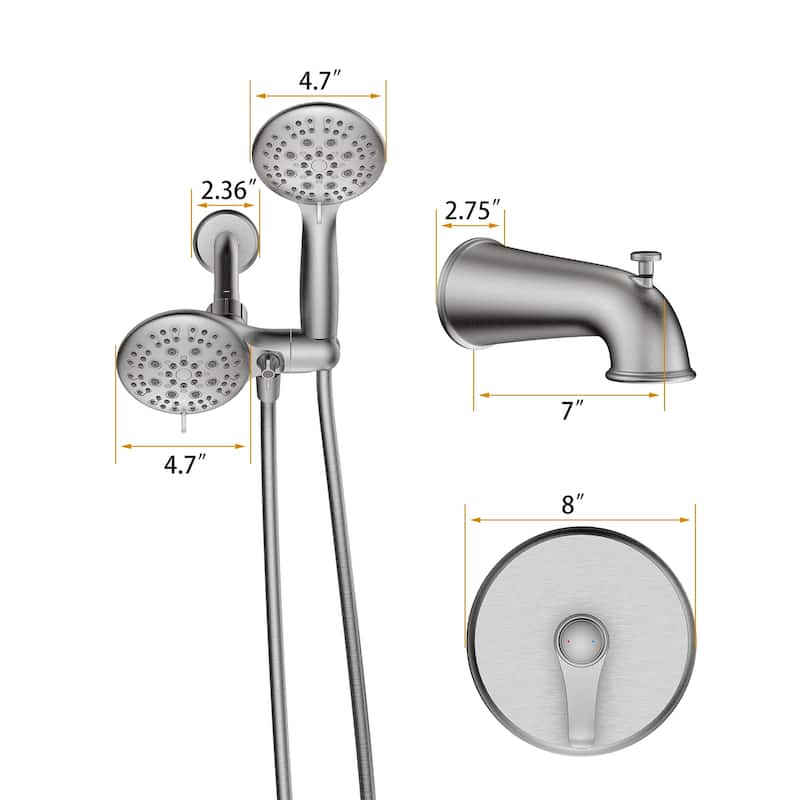 GIVINGTREE Pressure Balanced Complete Shower System with Rough-In Valve - 4.7 inch