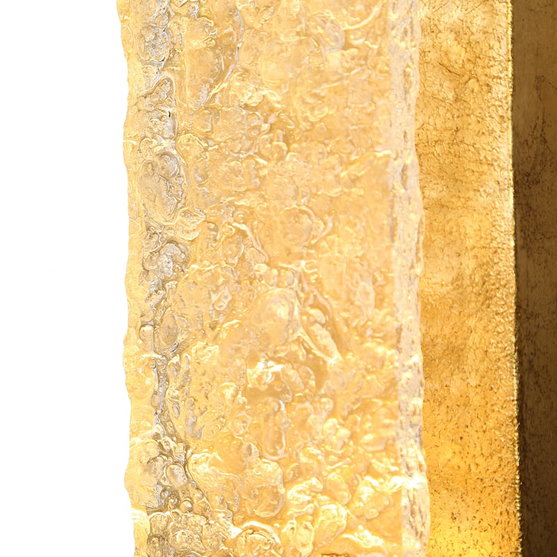 Modern 1-Light LED Brushed Gold Wall Sconce Flush Mount Vanity Light Slim Rectangular Design - W5.1" x L15.7"