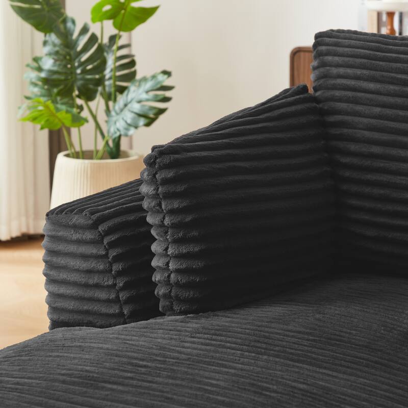 Oversized Corduroy Chaise Lounge Chair Indoor, Corduroy Upholstered Modern Sofa Couch, No Assembly Required