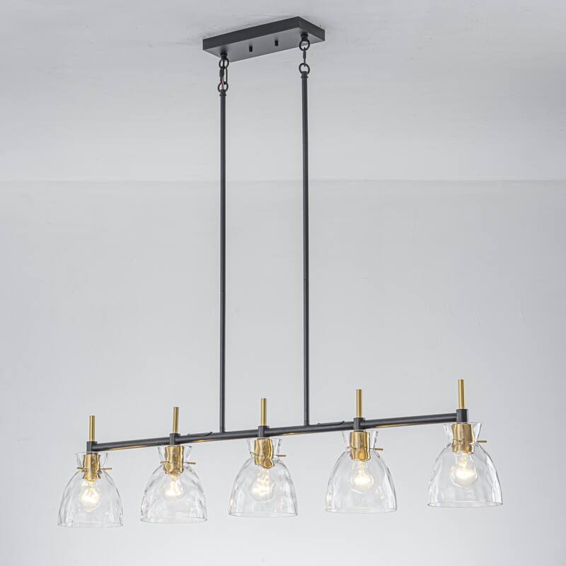 5-Light Modern Linear Clear Glass Kitchen island Pendant Light for Dining Room - 5 Light