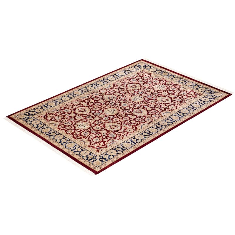 Overton Handknotted Wool Traditional Oriental Red Area Rug - 4' x 6'