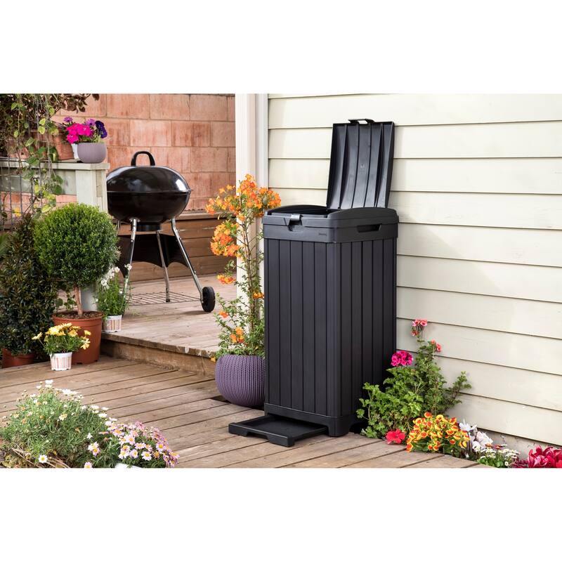 Keter Baltimore 39 Gallon Durable Resin Outdoor Trash Can For Indoor