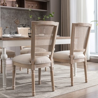 Classic Solid Wood Dining Chairs Painting Linen Fabric Windsor Chair ...