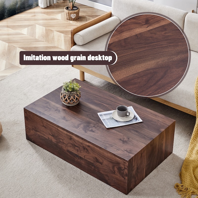 Roomfitters MDF Coffee Table with Walnut Grain Finish, 39.3"x23.6"x12" Rectangular Modern Accent Table for Home, Walnut