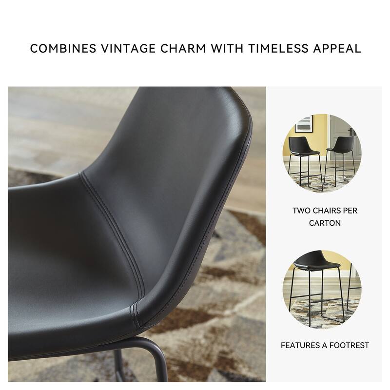 Signature Design by Ashley Centiar Black Bar Stool (Set of 2)
