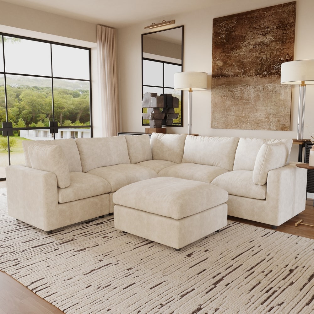 Cloud Couch Modular Sectional Sofa,100.5" V Shaped Couch,5 Seater for Living Room Set,Covers Washable&Replaceable