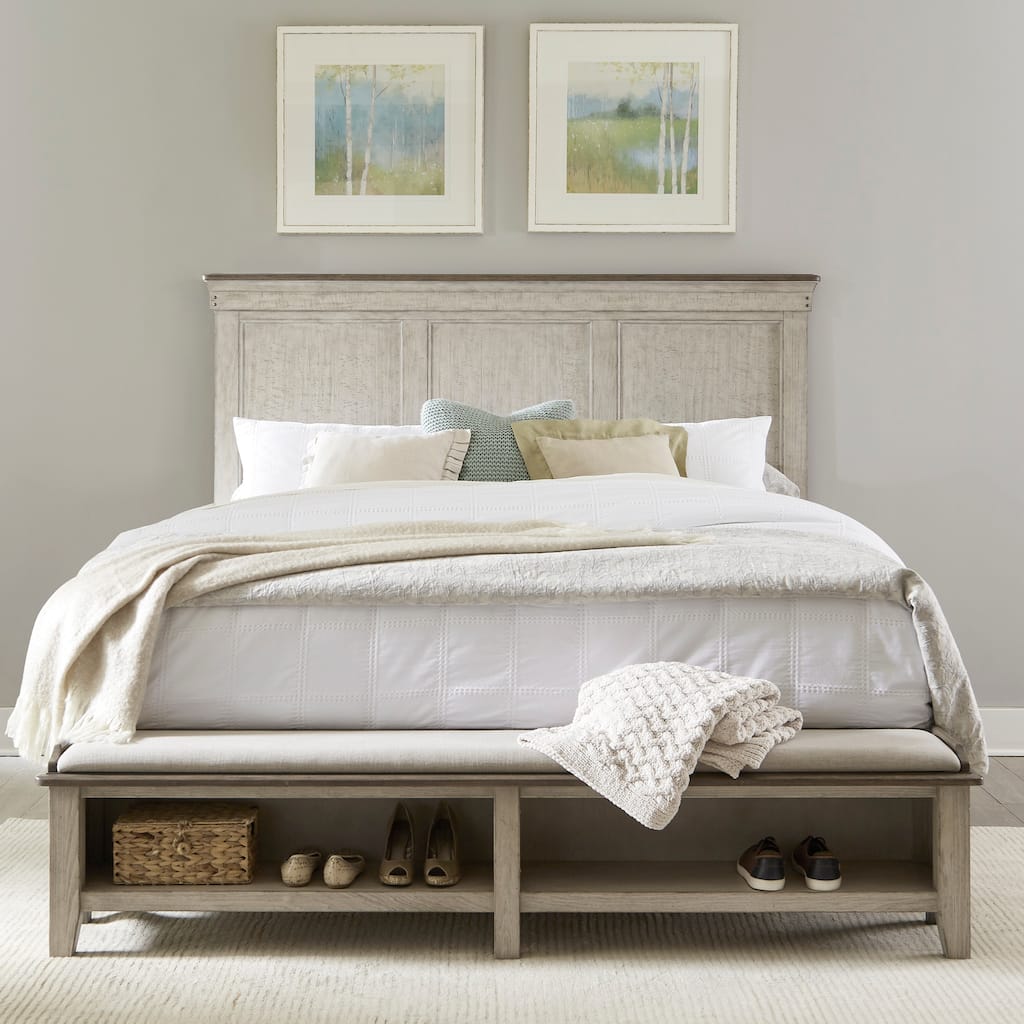 Ivy Hollow Weathered Linen Storage Bed