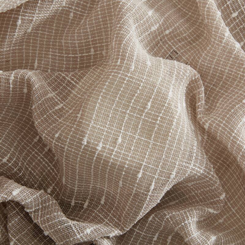 HLC.ME Emily Faux Linen Semi Sheer Transparent Rod Pocket Back Tab Lightweight Window Curtains Wide Panels, Pair