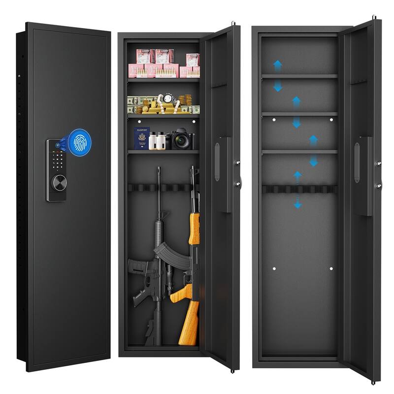 53"Fingerprint Touch Panel In-Wall Safe,Hidden Wall Gun Safe for Rifle